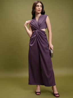 TOKYO TALKIES - Womens Solid Purple Maxi Dress