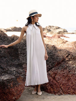 dash and dot - White Pleated Dress with Slip (Set of 2)