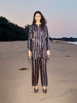 dash and dot - Multi-Colour Sequin Stripe Long Co-Ord (Set of 2)