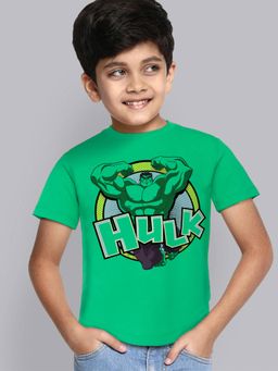 Kidsville - Hulk Regular Fit Crew Neck Green T-Shirt for Boys