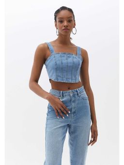 OXXO - Solid Blue Rodeo Denim Crop Top