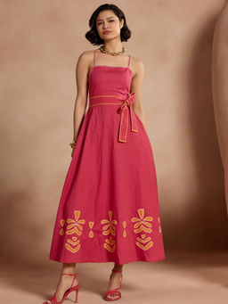 Style Island - Clara Linen Blend Maxi Dress With Belt (Set of 2)