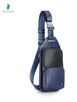 Lapis Bard - Crossover Desert Bloom Cactus Leather Crossbody Bag - Navy Blue