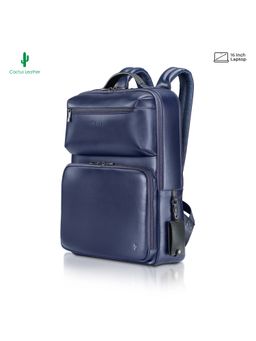 Lapis Bard - Crossover Desert Bloom Cactus Leather Backpack - Navy Blue