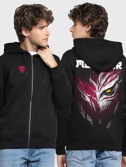 Bewakoof - Men's Black Monster Graphic Printed Zipper Hoodies