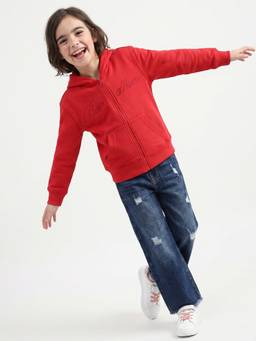 United Colors of Benetton - Red Regular Fit Hooded Neck Embellished Jacket