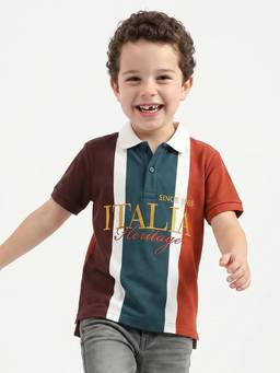United Colors of Benetton - Multi-Colour Relaxed Fit Polo Neck Colorblock Polo T-shirt