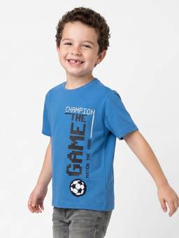 United Colors of Benetton - Blue Relaxed Fit Crew Neck Typography T-Shirt