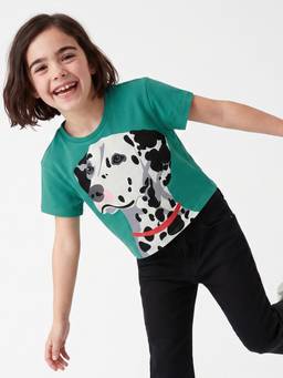United Colors of Benetton - Green Cropped Fit Crew Neck Graphic Print T-Shirt