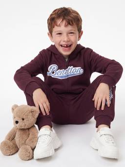 United Colors of Benetton - Maroon Regular Fit Hooded Neck Typography Jacket