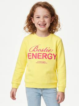United Colors of Benetton - Yellow Regular Fit Crew Neck Typography Sweatshirt