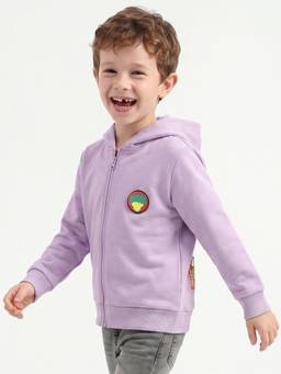 United Colors of Benetton - Purple Regular Fit Hooded Neck Graphic Print Jacket
