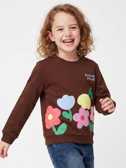 United Colors of Benetton - Brown Regular Fit Crew Neck Applique Sweatshirt
