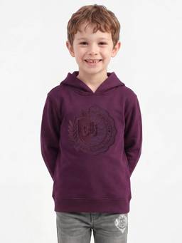 United Colors of Benetton - Purple Regular Fit Hooded Neck Embroidered Hoodie