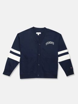 Tommy Hilfiger - Navy Blue Boys Embroidered Logo Regular Fit Cotton Sweater