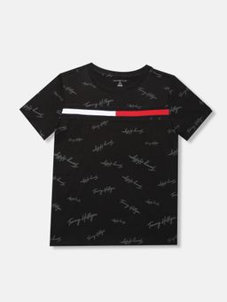 Tommy Hilfiger - Black Boys Logo Regular Fit Cotton T-Shirt