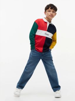 Tommy Hilfiger - Red Boys Colorblock Regular Fit Cotton Polo T-Shirt