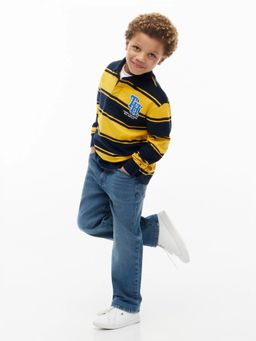 Tommy Hilfiger - Blue Boys Striped Regular Fit Cotton Polo T-Shirt