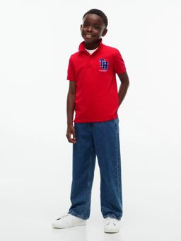 Tommy Hilfiger - Red Boys Logo Regular Fit Cotton Polo T-Shirt