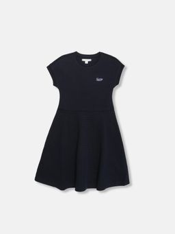 Tommy Hilfiger - Navy Blue Girls Cotton Crew Neck A-Line Dress