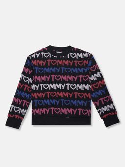 Tommy Hilfiger - Navy Blue Girls Regular Fit Cotton Crew Neck Sweatshirt