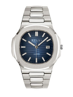 Sylvi - Urbane Silver Navy Blue Watch (1520-Blue-silver) (M)