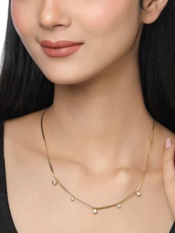 Mitali Jain - Autumn Necklace( Gold Chain Studded with Small Drops of American Diamonds)