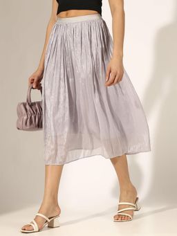SHOWOFF - Embellished Lavender Flared Midi Skirt