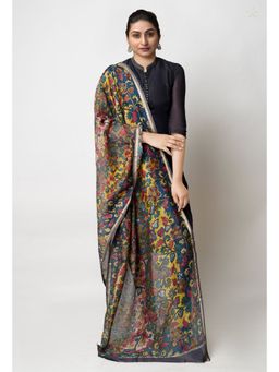 Unnati Silks - Multi Pure Pen Kalamkari Hand Painted Chanderi Cotton Slik Dupatta