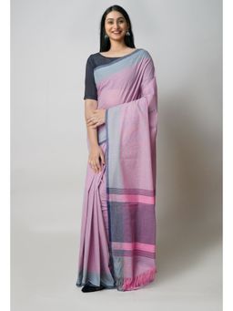 Unnati Silks - Pink Pure Double Shade Plain Mangala Giri Cotton Saree with Unstitched Blouse