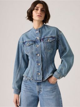 Levi's - Women Solid Round Neck Blue Denim Jacket