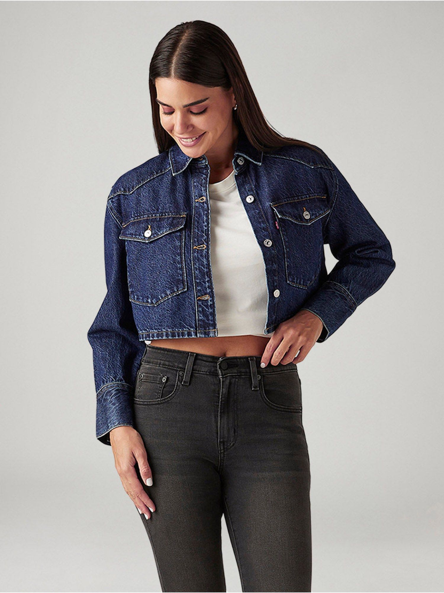 levi's Women Solid Navy Denim Jacket-picture-39