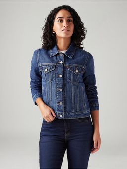 Levi's - Blue Solid Regular Fit Crop Denim Jacket