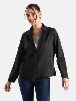 Jockey - A193 Women Rayon Nylon Elastane Stretch Relaxed Fit Jacket Black Melange