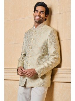TASVA - Light Green Jacquard Bandhgala with Collar Detailing