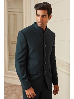 TASVA - Green Plain Stretch Bandhgala