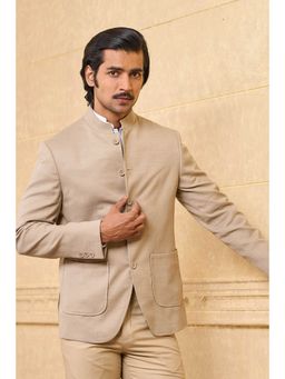 TASVA - Men Beige Solid Bandhgala