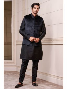 TASVA - Black Velvet Nehru Jacket