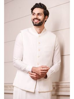TASVA - Ivory All Over Textured Nehru Jacket