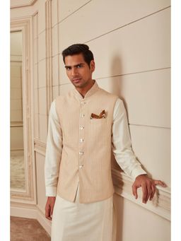 TASVA - Beige All Over Textured Nehru Jacket