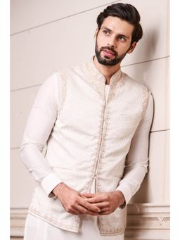 TASVA - Ivory Jacquard Nehru Jacket