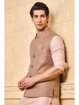 TASVA - Brown Jacquard Nehru Jacket