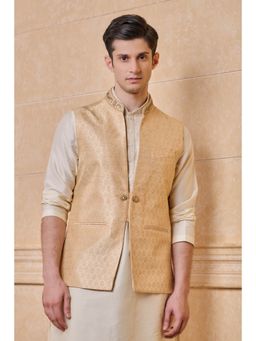 TASVA - Peach Stylised Brocade Nehru Jacket