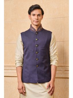 TASVA - Navy Cotton Nehru Jacket