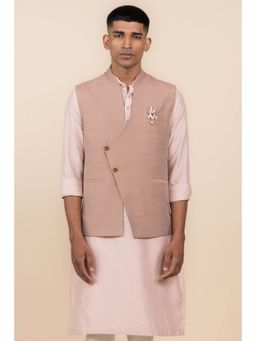 TASVA - Pink Angrakha Pattern Nehru Jacket
