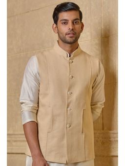 TASVA - Men Beige Linen Nehru Jacket