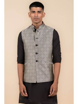 TASVA - Black Resham Brocade Nehru Jacket