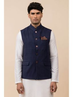 TASVA - Navy Blue Nehru Jacket