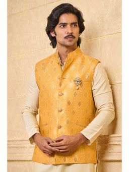 TASVA - Yellow Brocade Nehru Jacket