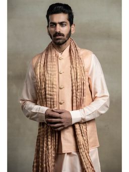TASVA - Peach Resham Brocade Nehru Jacket